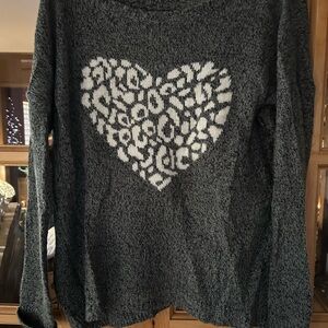 Express Charcoal Gray Heart Sweater